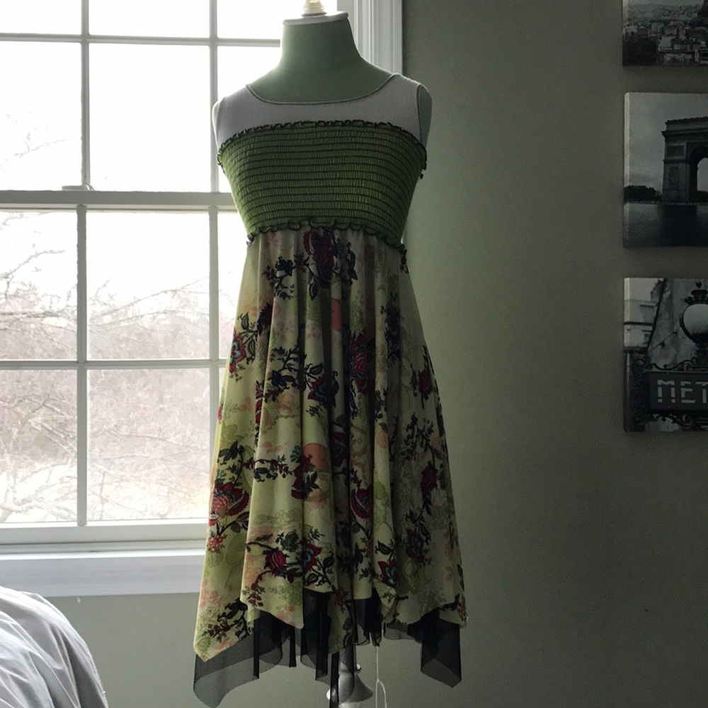 Green floral dress